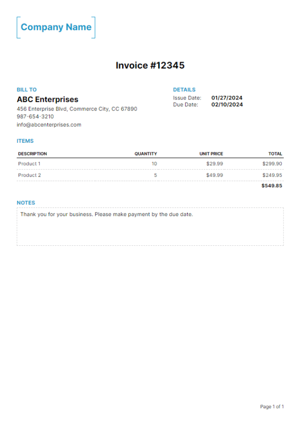 Invoice version 1