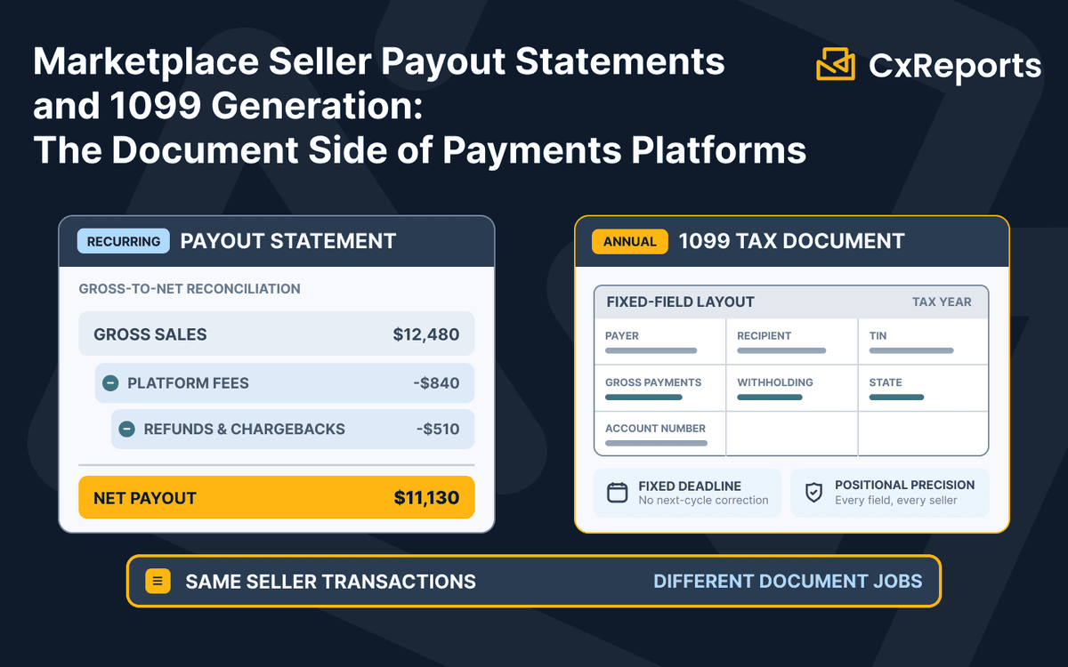 Marketplace Seller Payout Statements and 1099 Generation: The Document Side of Payments Platforms