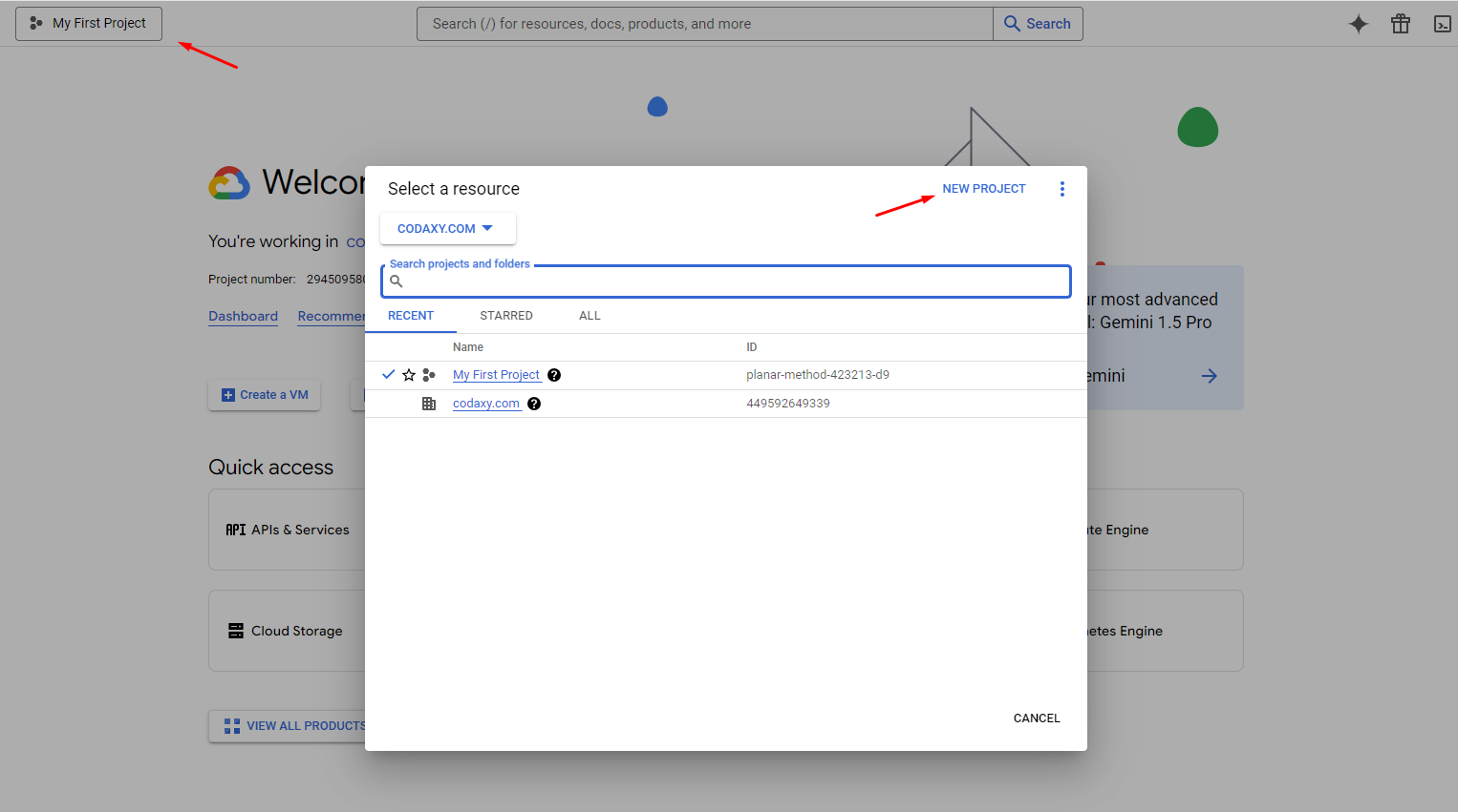 Create a new Google Cloud Project