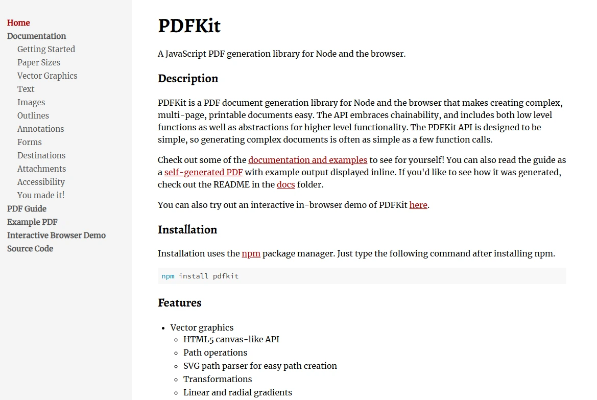 PDFKit website